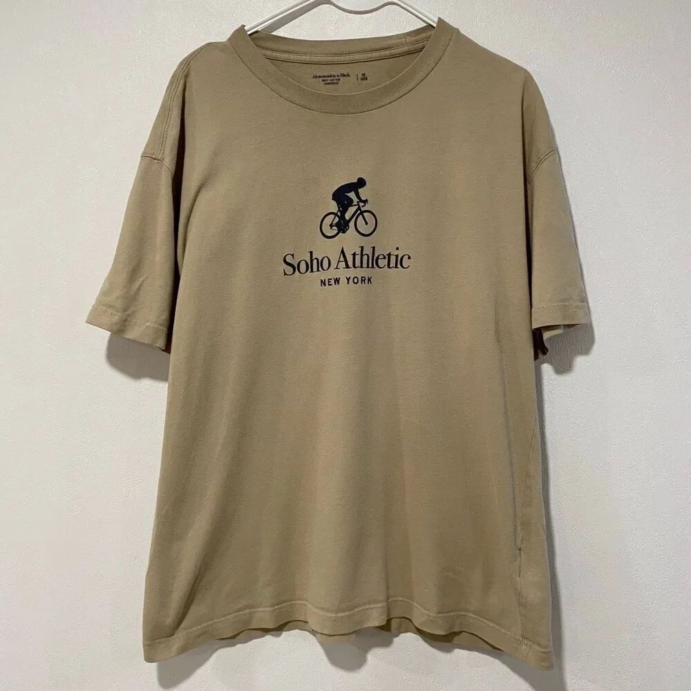 Abercrombie & Fitch Men’s Large Soho Athletic Oversized Graphic Tee Beige
